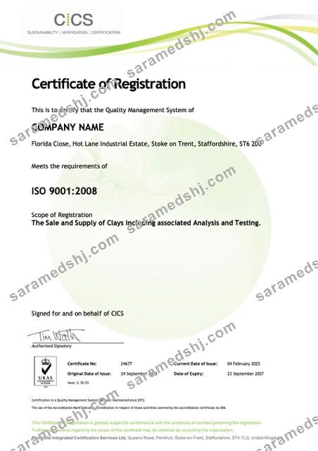 UK Florida Close certificate of registration Word and PDF template
